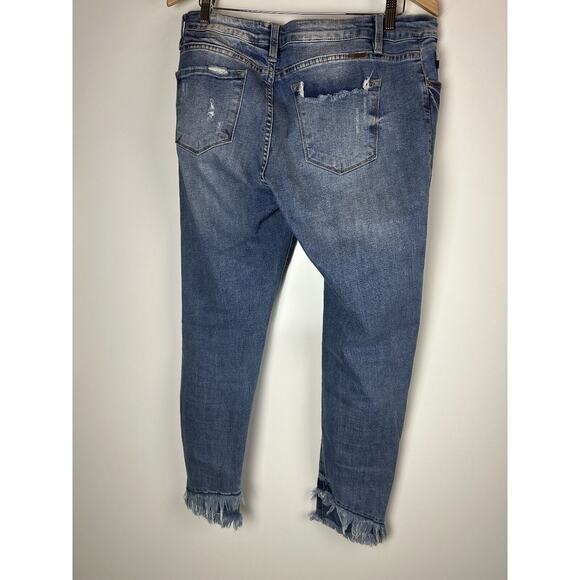 KanCan Distressed Mid Rise Ankle Skinny Jeans Stretch Denim Frayed Hem Size 15 - Picture 9 of 13